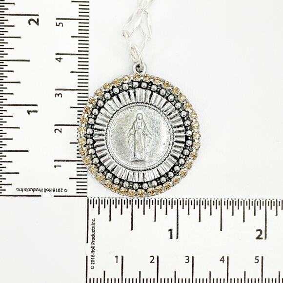 VIRGINS SAINTS & ANGELS Disco Virgin Charm Necklace Silver&Light Colorado Topaz - Picture 7 of 7